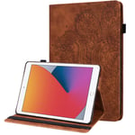 GLANDOTU Case for Amazon New Kindle Fire HD 8 Tablet 2016/2017/2018/2019 PU Leather Case lightweight Folio Flip Tablet Embossed Leather Cover Case with fold Stand Protective Shell - Brown