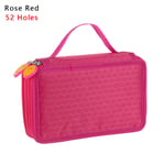 Pencil Case Pen Bag Storage Pouch Rose Red 52 Holes