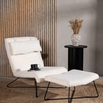 Venture Home Fåtölj Laconia med fotpall Single Sofa - Matte black / White Teddy 18048-370