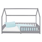 Barnsäng Fall-Out Protection Barns grå säng Trä säng 200x90cm Pine Wood
