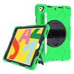 iPad 10.2 (2019) 360 degree durable dual color silicone case - Green Outer Layer / Black
