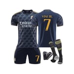 (Svart, 28(12-13 år) 23/24 säsong Real Madrid Hemma borta Fotbollströja Vini JR. No.7 Fotbollsdräkter Black 28(12-13 Years)