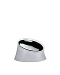 Alessi Wowl BM13/21 - Designer dog bowl, Slanted to Facilitates dog feeding, Thermoplastic resin and Stainless steel 18/20, 21 cm, Warm Grey
