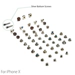 Complete Full All Screw Set Replacement for iPhone X & Silver Bottom Screws
