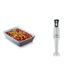 KitchenCraft World of Flavours Lasagne Dish, Cannelloni and Pasta Bakes, Stoneware, 33 x 23 cm, White & Russell Hobbs 22241 Food Collection Hand Blender, 200 W - White
