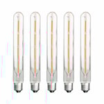 Set med 5 långa rörformade glödlampor, 4W, motsvarande 40W glödlampa, E27-sockel, varmvit 2700K, 400LM, transparent glas, AC 220-240V