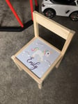 MakeThisMine Personalised Children's Chair LATT Wooden Unicorn Sparkle Rainbow Printed Name Engraved Kids Indoor Outdoor Nusery Play Room Furniture Girls Friends Boys Family