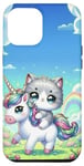 Coque pour iPhone 15 Plus Kawaii Cat on Unicorn Daydream