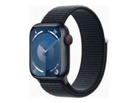 Apple Watch Series 9 (GPS + Cellular) - 41 mm - keskiyön alumiini - älykello urheilusilmukalla - pehmeä kaksikerroksinen nylon - keskiyön - 64 GB - W