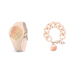 ICE-WATCH Femme Analogue Quartz Montre avec Bracelet en Silicone 020638 + Ice - Jewellery - Chain Bracelet - Nude - Rose-Gold