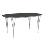 Fritz Hansen - B611 Superellips, 90x135 cm, Laminat, Grå, Krom - Matbord - Arne Jacobsen,Bruno Mathsson,Piet Hein - Grå - Metall/Trä