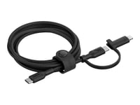 Belkin Boostcharge Pro 2-In-1 - Usb-Kabel - 24 Pin Usb-C (Hane) Till 24 Pin Usb-C, Lightning (Hane) - Usb 2.0 - 1.5 M - Snabbladdning Upp Till 60 W, Up To 480 Mbps - Svart