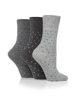 Heat Holders 3 Pair Ladies Gentle Grip Socks - Digital Dots Dots - Multi, Multi, Women