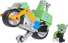 PAW Patrol Moto Pups Rockys Deluxe Pull Back Motorcycle Vehicle with Wheelie Fe