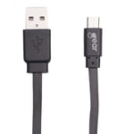 GEAR Laddkabel MicroUSB 1m Svart Platt Kabel