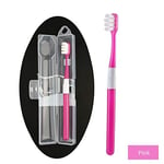 VCX Super Dense Bristles Toothbrush Ultrasoft Bamboo Charcoal Fiber Soft Oral Care for Sensitive Gums with Case (Color : Upgrade pink)