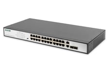 Digitus 24 Port Fast Ethernet PoE Switch, 19 Inch, Unmanaged, 2 Uplink