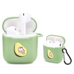 Idocolors Lazy Avocado Case compatible with Airpod Matcha Green Soft TPU, [ Supports Wireless Charging ] Protective Cover for Airpods 1st and 2nd Gen