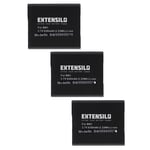 EXTENSILO 3x Batteries compatible avec Sony Cybershot DSC-T110, DSC-J10, DSC-QX10, DSC-QX100 appareil photo, reflex numérique (630mAh, 3,7V, Li-ion)
