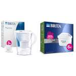 BRITA Marella Water Filter Jug Starter Pack - White (2.4L) incl. 3x MAXTRA PRO All-in-1 & MAXTRA PRO Limescale Expert Water Filter Cartridge 6 Pack (NEW) - Original refill