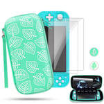 DLseego Carrying Case for Switch Lite,Turquoise Hard Shell Cover Travel Storage Bag + 2 Screen Protectors +2 Thumb Grip Caps +10 Game Cartridges for Switch Lite Accessories