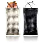 2 Fashion Glasögonfodral Mjuk, PU Läder Solglasögon Läsglasögon Påse med Snäpplås Glasögon
