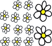 Klistermarken Blommor vit gul 135x155cm