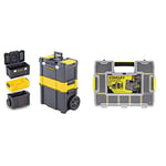 STANLEY Essential Rolling Workshop Toolbox, 3 Tier Stackable Units, STST1-80151 & STANLEY Sortmaster Stackable Storage Organiser for Tools, Small Parts, Adjustable Compartments, 1-97-483