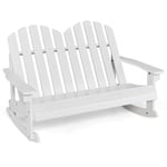 Adirondack gungstol för barn 2-sits trädgårdsstol i trä 99,5 x 70 x 68 cm vit