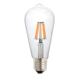 JANDEI - Ampoules LED ST64 Filament 6W E27 blanc 2700K (1 UNITÉ). Parfait pour le salon, la cuisine, le restaurant, l'hôtel. Faible consommation d'énergie.