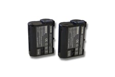 vhbw 2x Batteries compatible avec Nikon D500, D7000, D7200, D750 appareil photo, reflex numérique (2000mAh, 7V, Li-ion) avec puce d'information