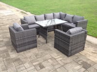 Rattan Corner Sofa Set Garden Furniture With 2 Chairs And Dining Table Right Hand