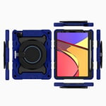 11 Inch Protective Case Compatible with iPad Pro 4th/3rd/2nd/1st Gen (2022/2021/2020/2018 Model), 3-Layer Case with Rotating Ring Grip/Pen Holder, Navy Blue