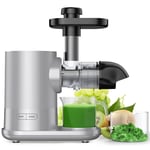 GYMAX Juicer Machine, Slow Masticating Juicer with Reverse Function, Low Decibel Motor, Free Cup and Cleaning Brush, Cold Press Extractor for Vegetables and Fruits