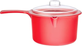 Easycook Microwave Saucepan Non Staining Cookware Red 600ml Dishwasher Safe
