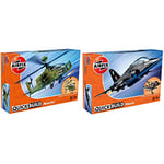 Airfix J6004 Quick Build Apache Helicopter Model Kit & J6003 Quick Build BAe Hawk Aircraft Model Kit (Black)