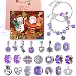 24 st julkalender, gör-det-själv-jularmband set 24 dagar nedräkning charm smycken blind box juldekorationer för barn Purple