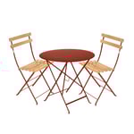 Fermob - Bistro matgrupp bord 77cm & 2 trä stolar red ochre - Matgrupper utomhus