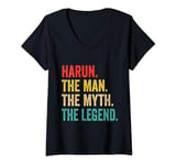 Womens Mens Harun The Man The Myth The Legend Personalized Funny V-Neck T-Shirt