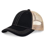 CHOK.LIDS Everyday Premium Washed Trucker Hat Unstructured Vintage Distressed Pigment Dyed Cap Adjustable Outdoor Headwear (Black)