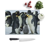 Glass Chopping Board - Emperor Penguins - Textured Worktop Saver Cutting Board - Heat Resistant, Shatterproof and Hygenic - 39 x 28.5 cm