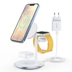 Choetech 3in1 Trådlös laddningsstation iPhone 12/13, AirPods Pro, Apple Watch - Vit