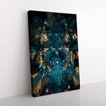 Big Box Art Mirror Reflection in Abstract Canvas Wall Art Print Ready to Hang Picture, 76 x 50 cm (30 x 20 Inch), Blue, Teal, Black, Brown