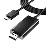 Câble USB C vers HDMI (4K@60Hz), câble de Type C vers HDMI [Compatible Thunderbolt 3] pour iPhone 15 Pro/iPhone 15 Pro Max,MacBook Pro, MacBook Air, Surface, Galaxy etc, Noir -2m