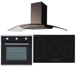 SIA Single Electric 60cm Oven, 90cm 5 Zone Induction Hob & Curved Glass Hood