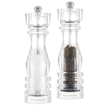 Cole & Mason London Acrylic Salt and Pepper Mill Set, 220mm, Precision+ Carbon/Ceramic Mechanisms, Salt and Pepper Grinders with Adjustable Grind, Gift Set