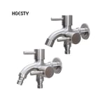Unbranded Stainless Steel Washing Machine Faucet 1in 2 out Multifunctional Water Tap Double Bibcock Outdo