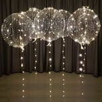 Vita LED-ballonger med batterier, festballonger 20 tum, genomskinliga ballonger för helium eller luft, bröllopsballonger