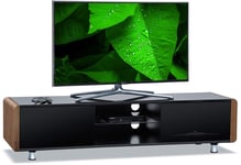 Homeology CAPRI Gloss Black with Walnut Sides Beam-Thru Remote Friendly 32"-65" Flat Screen TV Cabinet