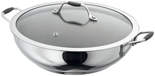James Martin Stainless Steel Non-Stick 34cm Wok with Lid